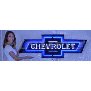 5 Foot Chevrolet Bowtie Neon Garage Sign In Steel Can O-9CHVBO
