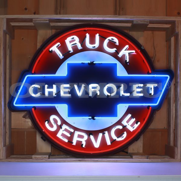 O-9TRUCK Chevy Truck Service Neon Garage Sign In Steel Can