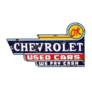 Chevrolet Used Cars Cutout Vintage Metal Sign 23.5x13 O-RVG4854S Olympic Equipment